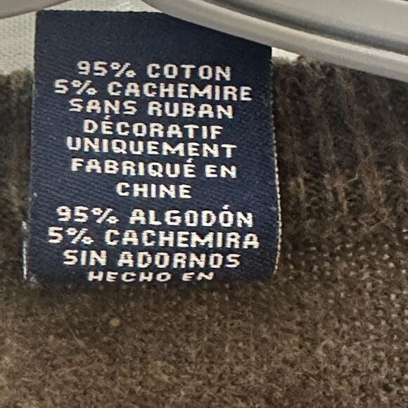 Chaps Sweater Mens XXL Brown V Neck Cashmere Cotton Smooth Long SL Logo Pullover - Picture 12 of 14